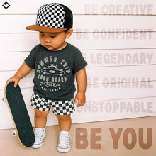 Load image into Gallery viewer, Flat Brim Trucker Hat - Checker/Faux Leather Brim