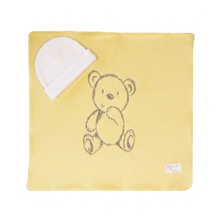Load image into Gallery viewer, Bear Embroidered Security Blanket with Beanie for Newborn