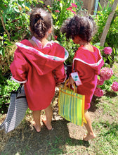 Load image into Gallery viewer, Bath, Beach or Pool Robe in Pink Passion with Rose Trim