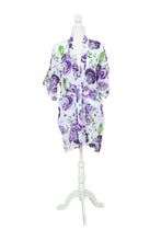 Load image into Gallery viewer, Ladies Kimono Robe in Floral Boysenberry Print