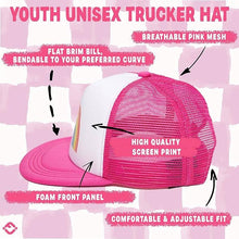 Load image into Gallery viewer, Flat Brim Trucker Hat: Rainbow (Hot Pink/White)
