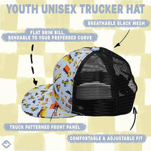 Load image into Gallery viewer, Flat Brim Trucker Hat - Construction Print
