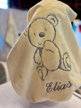 Load image into Gallery viewer, Bear Embroidered Security Blanket with Beanie for Newborn

