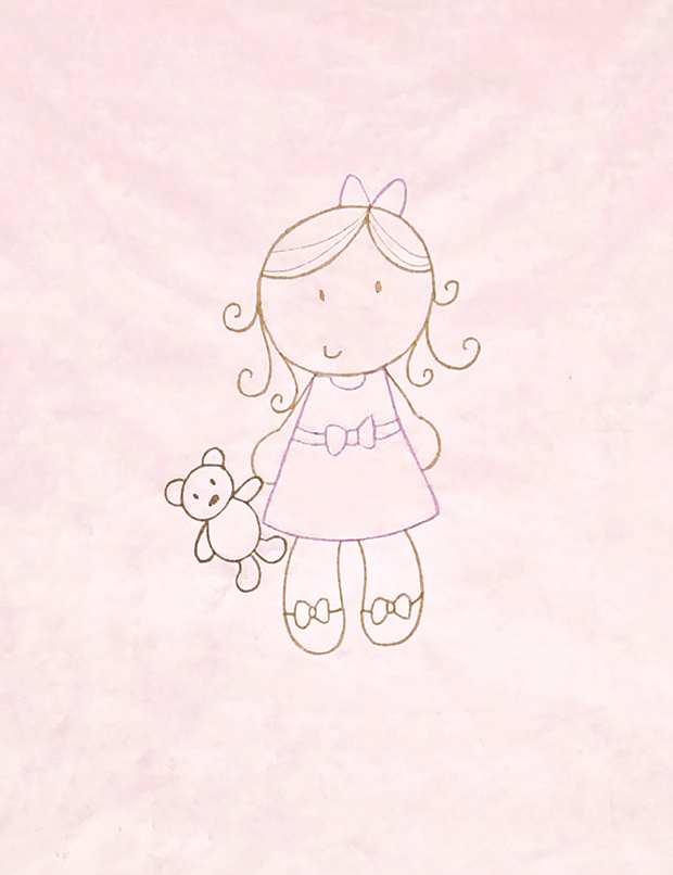 Doll Embroidered Blanket for Stroller