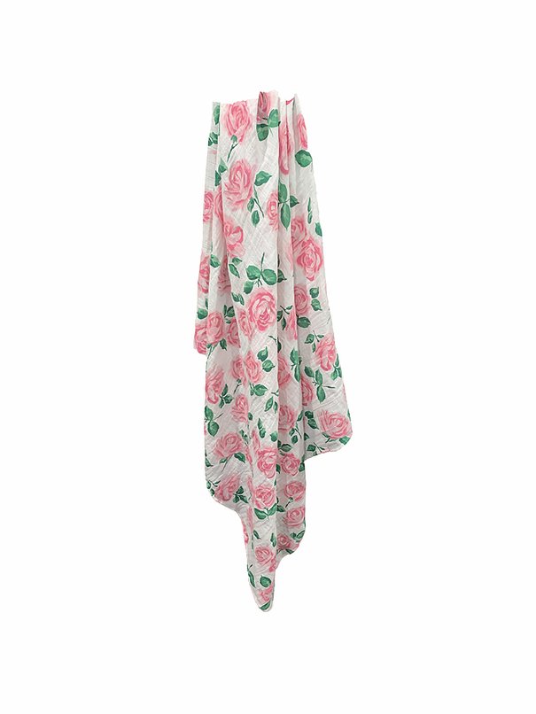 Newborn, Stroller, or Breastfeeding Swaddle Blanket in Rose Print