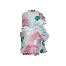 Load image into Gallery viewer, Newborn, Stroller, or Breastfeeding Swaddle Blanket in Rose Print
