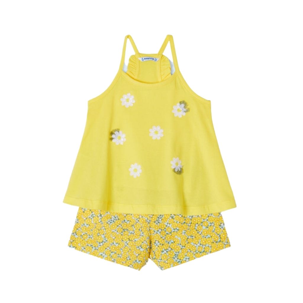 2pc Yellow Flower Top with Shorts for Toddler