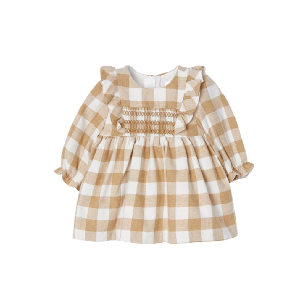 brown gingham baby dress Brown Gingham Dress Set – Little Sugar main image 0