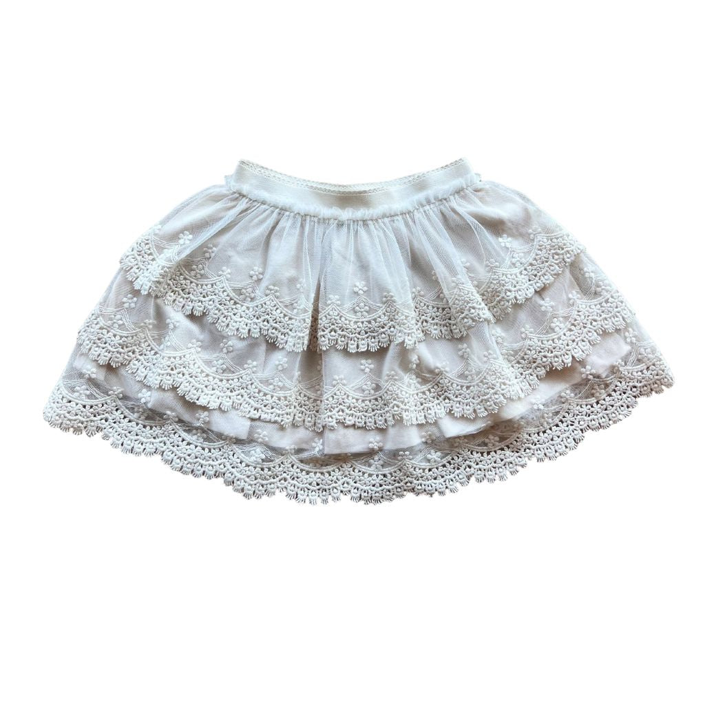 Ivory Lace Skirt with Elastic Waist for Toddler