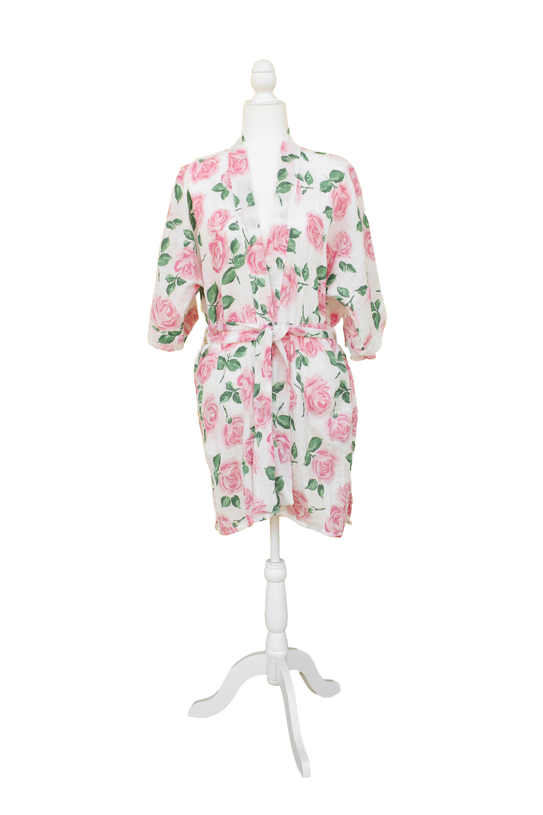 Ladies Kimono Robe in Floral Rose Print
