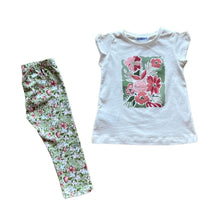 Load image into Gallery viewer, Pink and Green Floral Image Shirt with Butterfly Leggings
