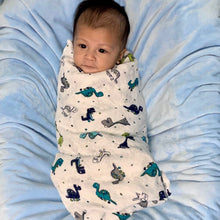 Load image into Gallery viewer, Newborn, Stroller, or Breastfeeding Swaddle Blanket in Dinosaur Print

