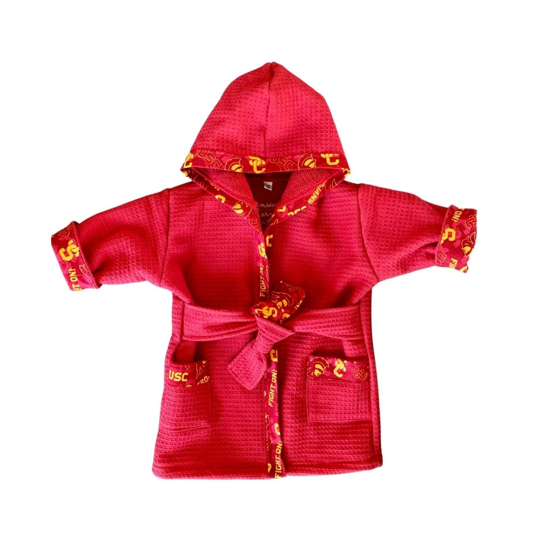 Bath, Beach or Pool Robe in Red with USC Trojans Trim